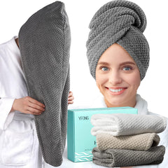 Toalla de microfibra YFONG para cabello, envoltura turbante suave y cómoda.