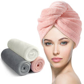 Toalla turbante YFONG rosa para secado rápido del cabello.