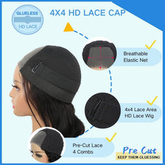 YFOXI glueless cap bob wig offering quick, glue-free styling.
