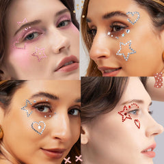 YGDZ joyas faciales en blanco y rosa para festivales.