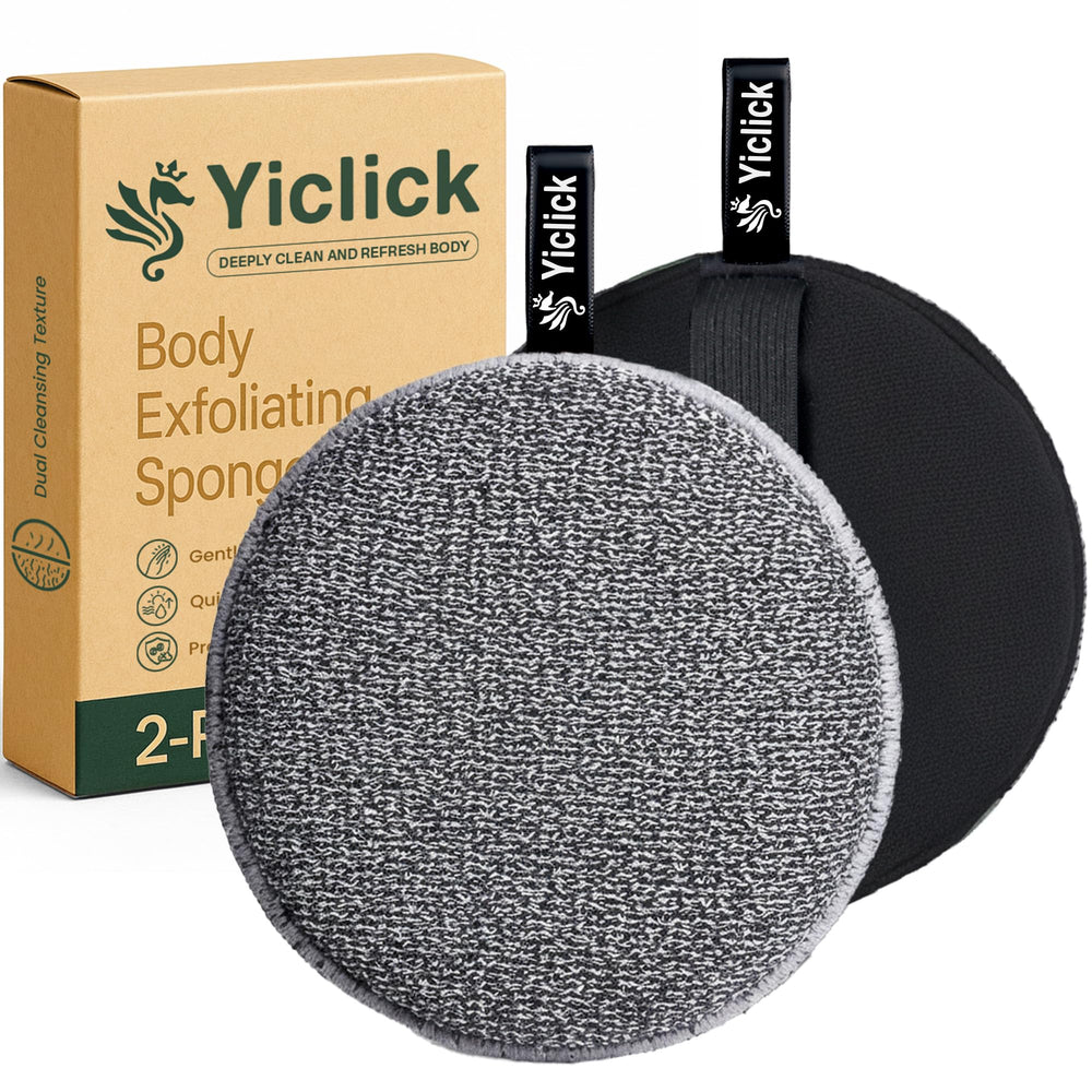 Yiclick exfoliating body scrubber 2-pack with dual textures for cleansing