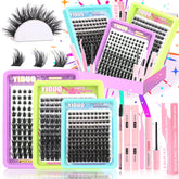 YIDUO 3-styles lash clusters kit volume bulk pack close-up shows instant fullness