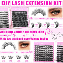 YIDUO 40D lash clusters arranged for natural length enhancement