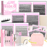 YIDUO 6 styles lash clusters kit displayed for a full set look on the go