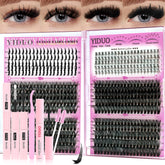 YIDUO Lashes Clusters Kit with 40D-60D-80D-100D options for versatile volume.