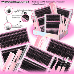 YIDUO Volume Lashes Clusters Kit close-up showing natural volume for everyday wear