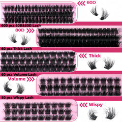 YIDUO Volume Lashes Clusters Kit makeup remover for gentle cleanup after wear