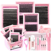 YIDUO Lashes Clusters kit front view with 60D-80D-100D for versatile volume