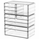 Yieach 3 pack clear storage drawers stacked for a tidy 10 drawer system on a countertop