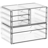 Yieach acrylic drawer organizer six-drawer front view for easy cosmetics access.
