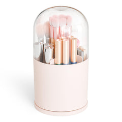 Yieach rotating pink lid makeup brush holder for easy access and protection