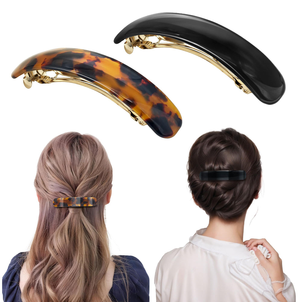 Pinza francesa oval de acetato YIERSO para sujeción elegante sin dañar el cabello.