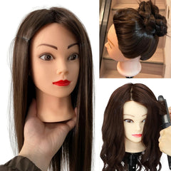 Yiifiulyn mannequin head with hair and clamp stand for steady practice sessions.