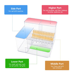 YINGJEE nail drill holder with four compartments separates files and tools