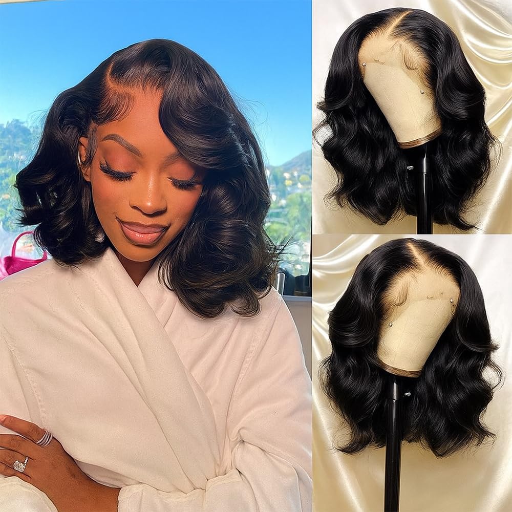 YINGRUN Bob Wig 14-inch body wave front view for natural everyday styling.