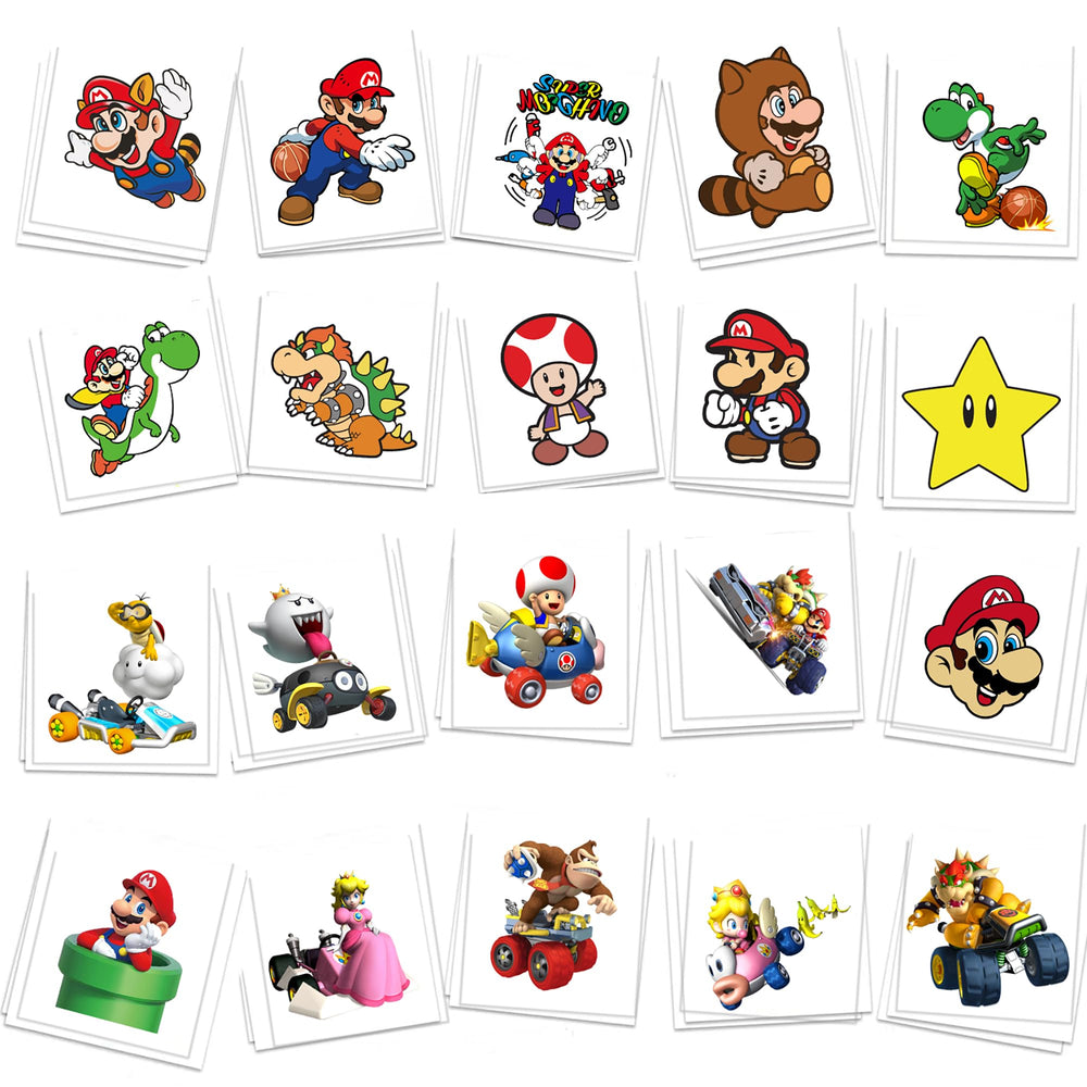 YINGXIANG cartoon tattoos for kids featuring colorful 2x2-inch designs for party favors.