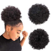 Yinmei Baibian Afro Puff Drawstring Ponytail in black for a natural, subtle-shine look