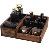 YIOJOYD Cologne Organizer front view with six compartments for tidy perfumes.