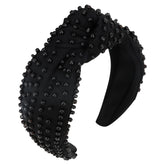 Diadema YISSION con perlas en nudo negro; estilo elegante para cualquier look.
