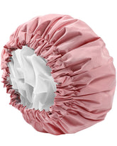 Gorro de ducha YIZIJIZI, doble capa, rosa, protección impermeable para el cabello