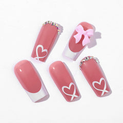 YKZFUI diseño con lazo adorable en uñas postizas para ocasiones especiales.