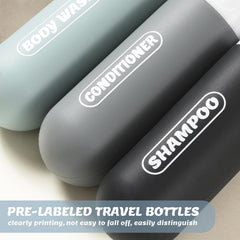YNSHOUNA bottles with printed labels for shampoo and conditioner, quick content recognition.