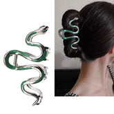 Ynxee fashion green snake design metal hair claw secures updos with a stylish edge.