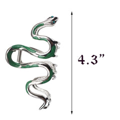 Ynxee silver and green crystal snake eyes hair claw adds striking detail.