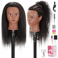 YODIDI mannequin head with table clamp for lifelike hair practice and 100% human hair styling