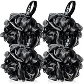 YOGET bath loofah sponge four-pack in black for gentle exfoliation