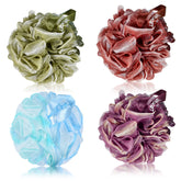 YOGET bath loofah sponge in four-color design for gentle exfoliation and cleansing.