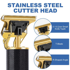 YOGINGO Professional trimmer with precision length control and four guide combs for versatile styling.