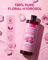 Amber bottle protects Yoken rose hydrosol from light exposure