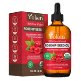 Yoken Rosehip Oil bottle with dropper for quick absorption and daily hydration.
