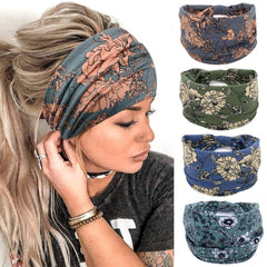 Cinta Yonuf para la cabeza ancha boho con nudo superior, ideal para yoga