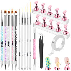 YOOVR nail art tools set dual-end brushes for versatile home manicure and professional finish