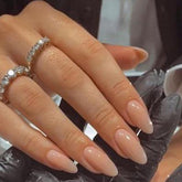 YOSOMK nude press-on nails in almond shape for a natural look and quick wear.