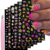 YOSOMMK 5D embossed flower nail stickers for salon-like at-home manicures.