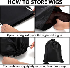 Large-capacity satin bag holds wigs, bundles, and extensions neatly