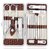 Yougai 18-piece nail clippers set in stainless steel for precise grooming on the go
