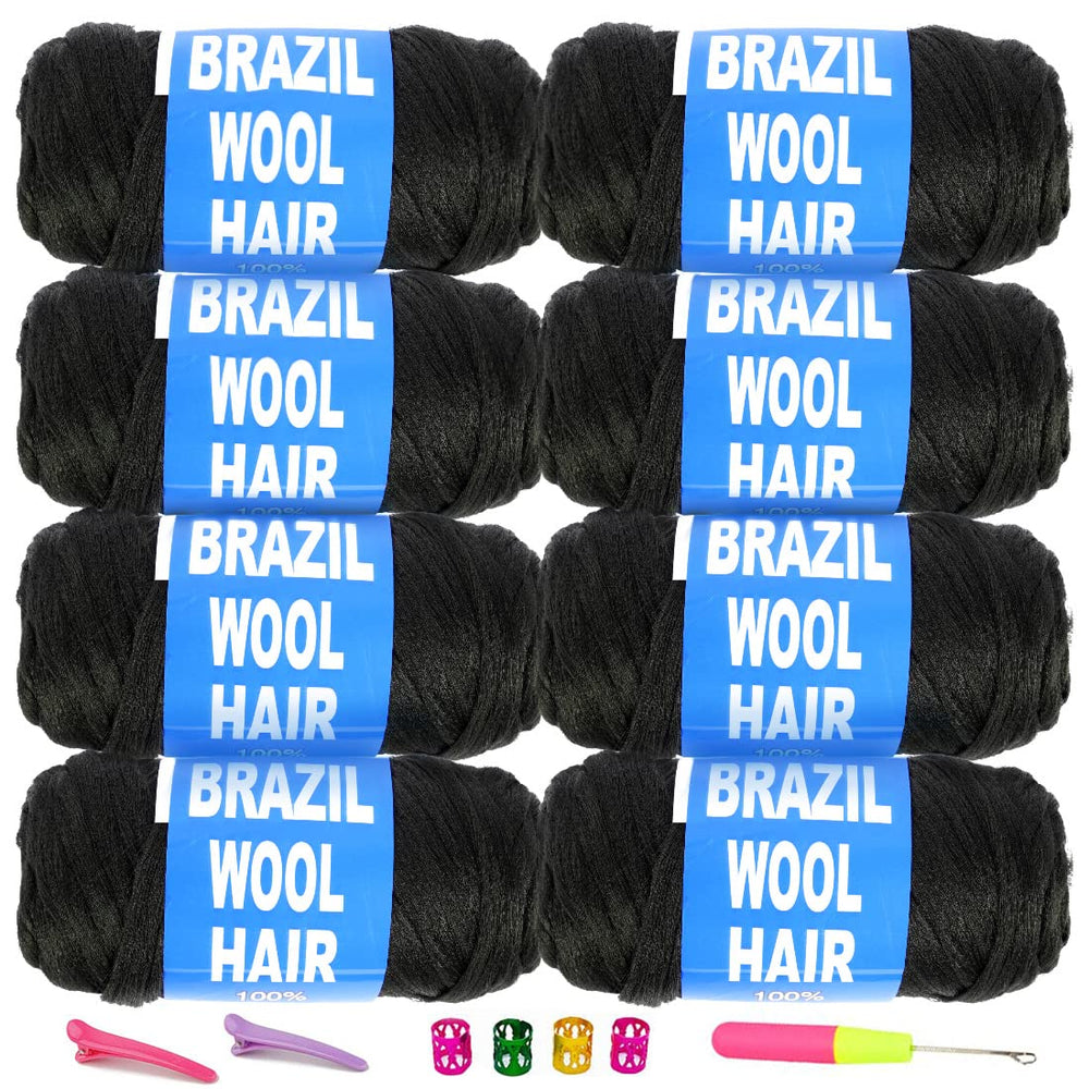 Youngther Brazilian wool yarn for braids in natural black, perfect for crochet braid projects.
