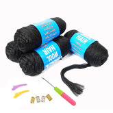Youngther Brazilian wool yarn in natural black 4-pack for braids and wraps.