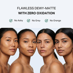Y’OUR tinted moisturizer being blended for seamless, sheer coverage.