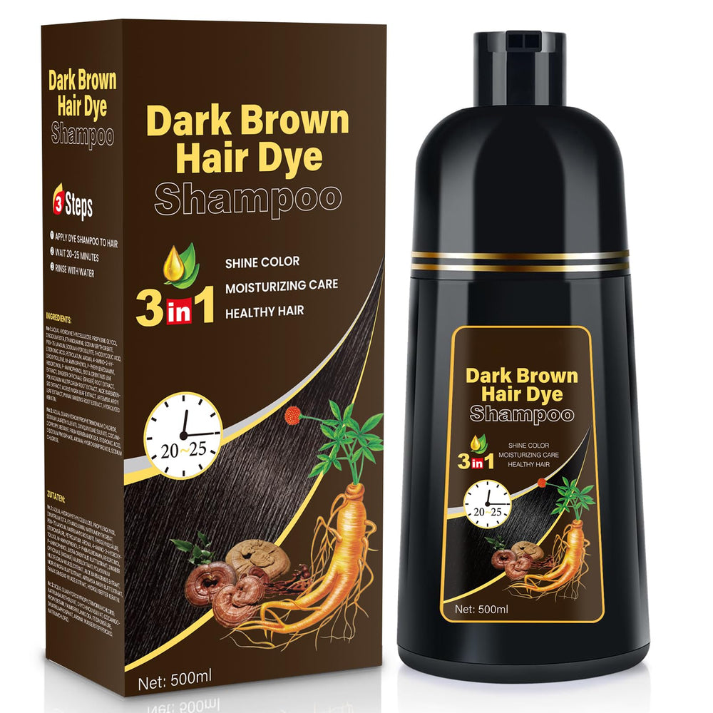 YOURTONE champú tinte cabello castaño oscuro, botella para uso diario en casa.