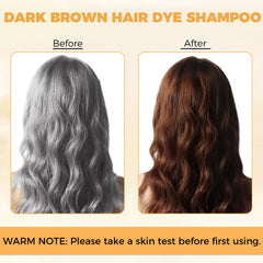 YOURTONE hair dye shampoo applies color to gray roots for an even tone.