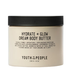 Youth To The People Superberry Hydrate Glow Dream Body Butter pump shows rich texture for quick hydration.