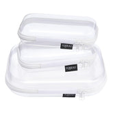 YQBRAO 3-pack clear hard-shell case front view for organized travel essentials at a glance