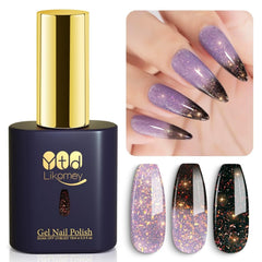 YTD Likomey Brocade Glitter color-changing gel shows grayish purple to black shimmer.
