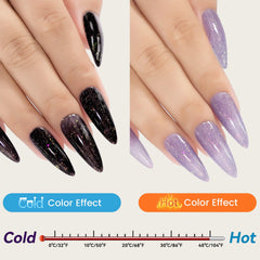 YTD Likomey thermal color-change gel reveals mood-shift hues with temperature.