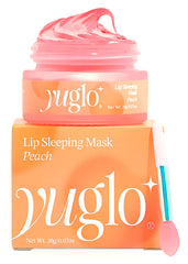 YuGlo Lip Sleeping Mask Peach bottle pour shows hydrating formula for overnight care.